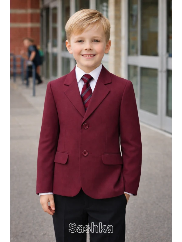 Піджак класичний для хлопчика Sashka бордовий, розмір 116-182